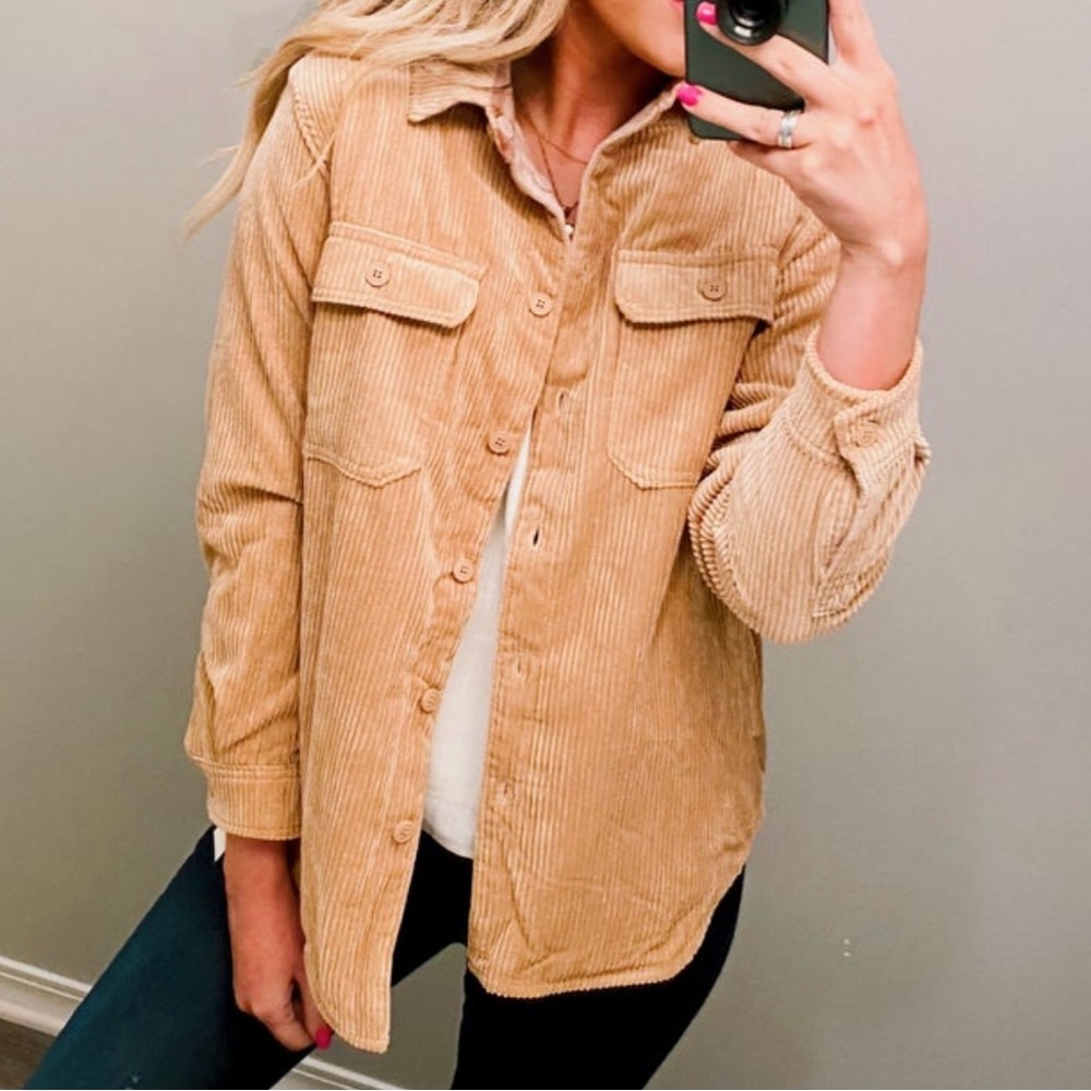 Corduroy Reversible Plaid Shacket